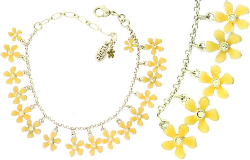 Pilgrim Blossom Bracelet, Yellow/Silver