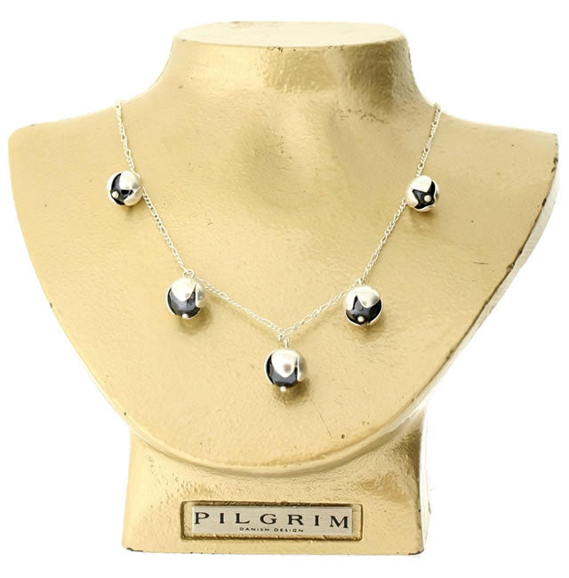 Pilgrim Life All Around Necklace,Black/Silver
