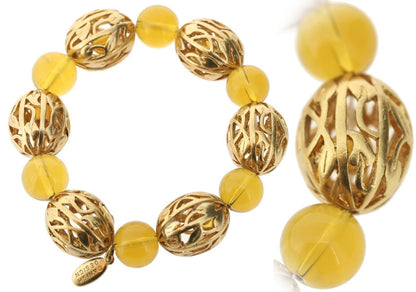 Pilgrim Filigree Elasticated Beaded Bracelet, Gold