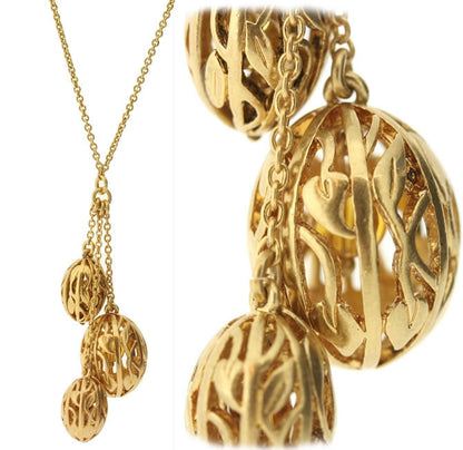 Pilgrim Filigree Long Trio Ball Pendant, Gold