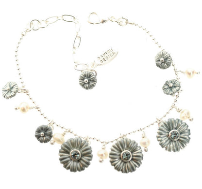 Pilgrim Flower Mix Bracelet, Blue/Silver