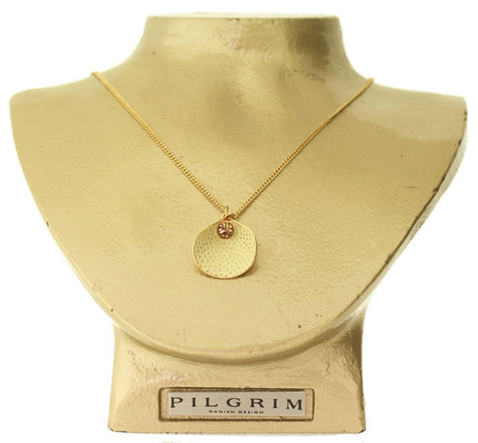 Pilgrim Floral Shell Pendant, Brown/Gold
