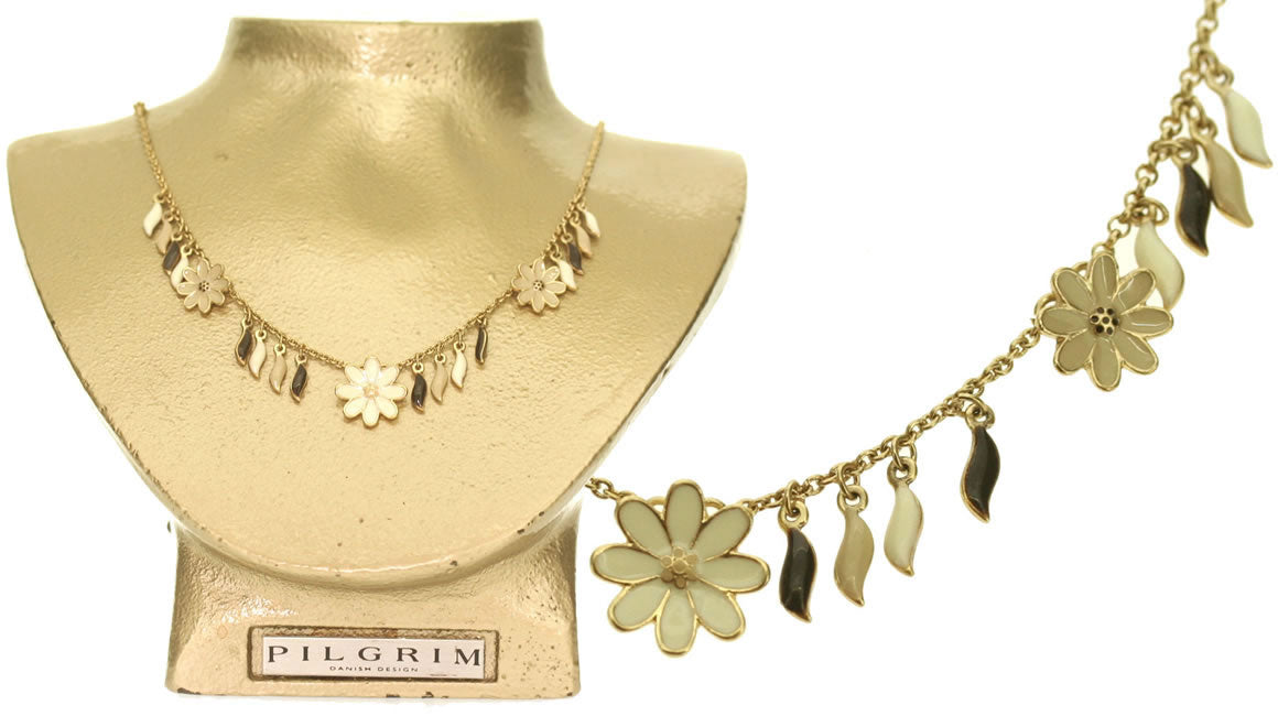 Pilgrim Baboushka In Bloom All Around Necklace, White/Gold