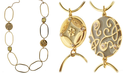 Pilgrim Ethnic Nature Long Necklace, Brown/Gold