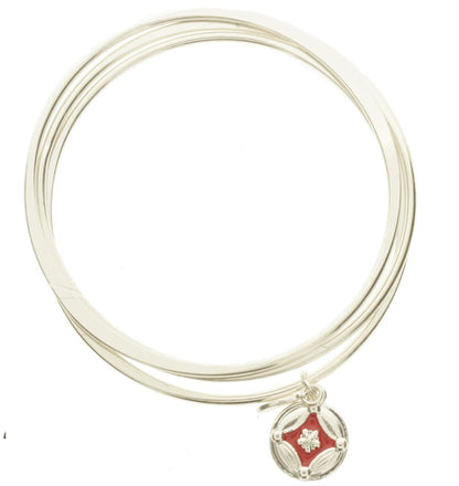 Pilgrim Ethnic Nature Trio Of Bangles, Red/Silver