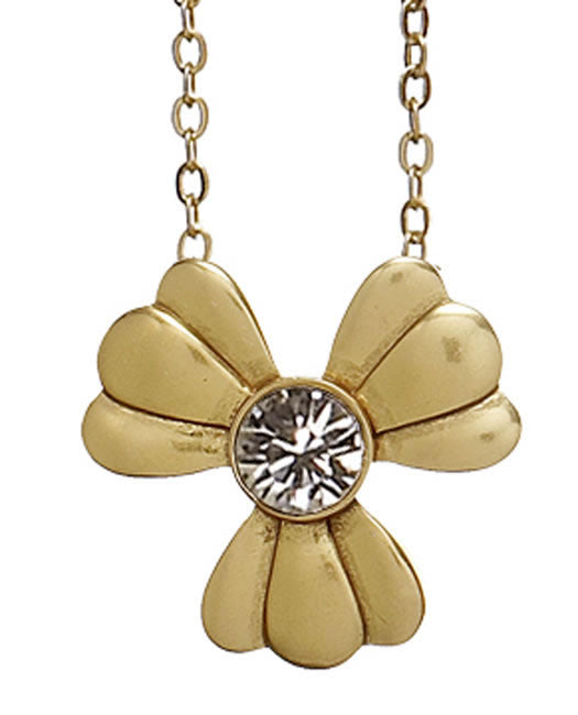 Pilgrim Romance Small Flower Pendant,  Crystal/Gold.