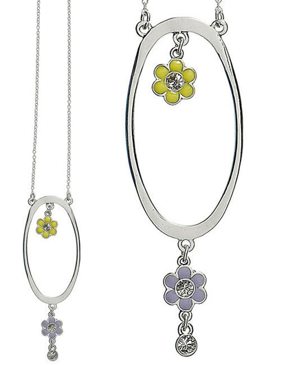 Pilgrim Sping Garden Hoop Pendant, Pastel/Silver