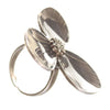 Pilgrim Star Petal Adjustable Ring, Black/Silver