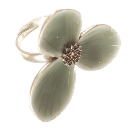 Pilgrim Star Petal Adjustable Ring, Blue/Silver