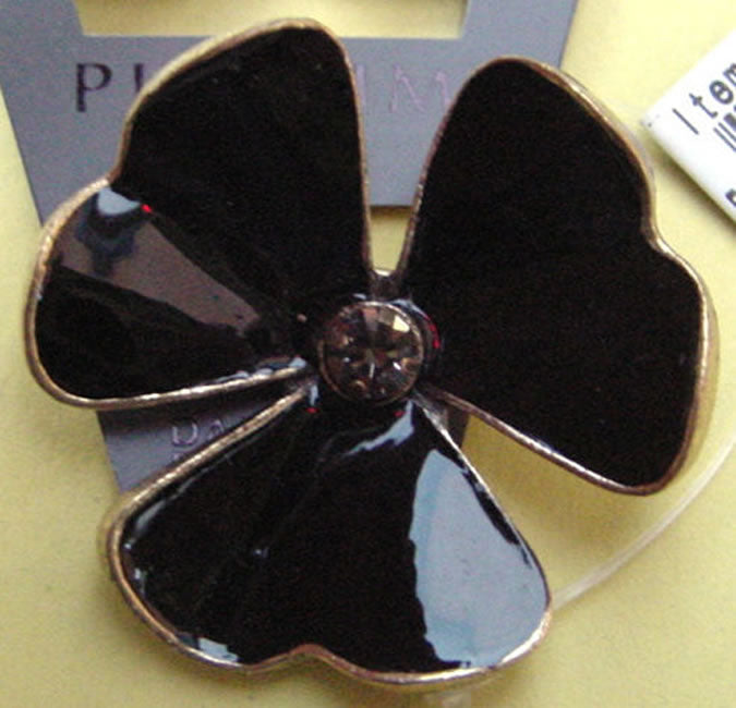 Pilgrim Flowers Brooch, Black/Silver