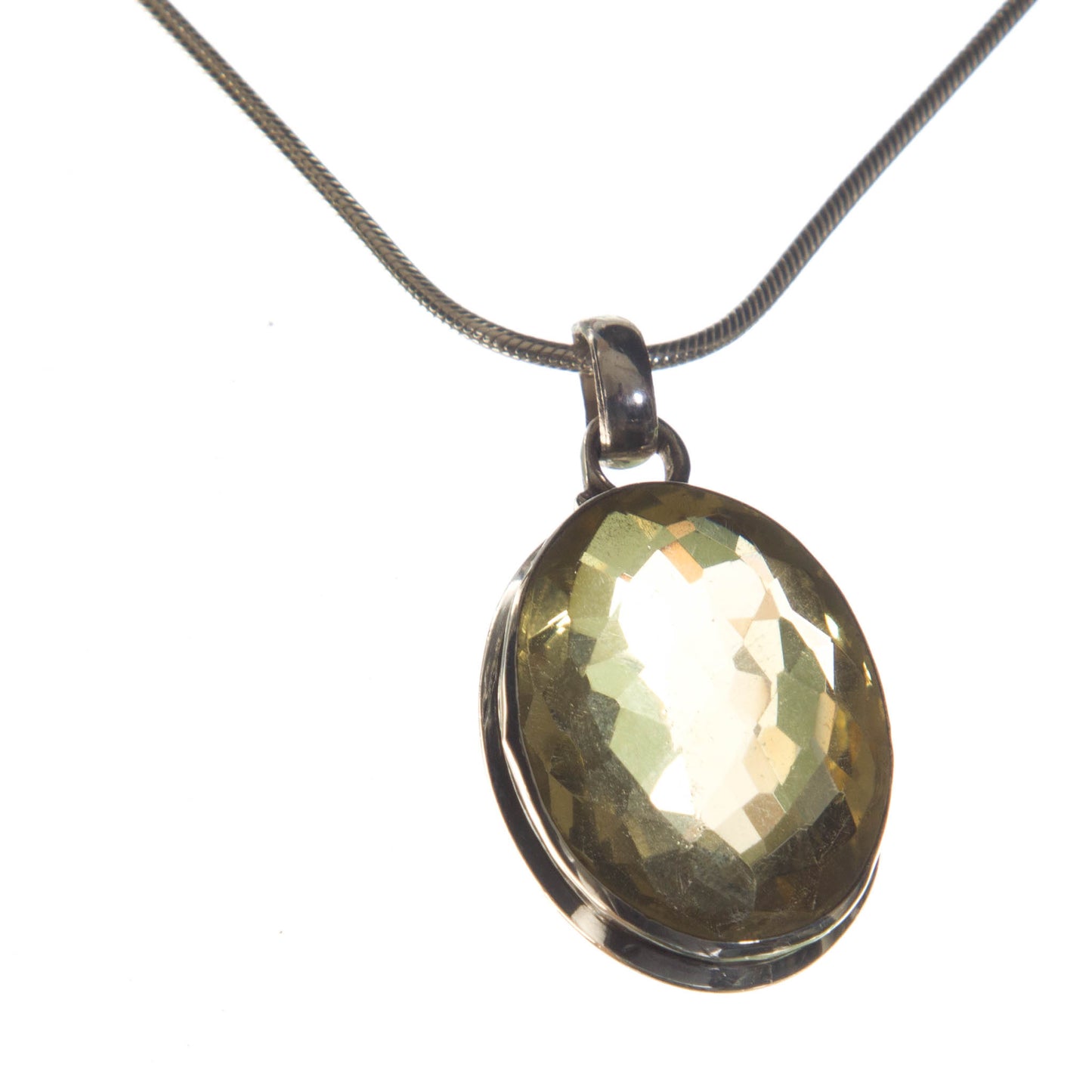 Sterling Silver Pendant with Faceted Citrine