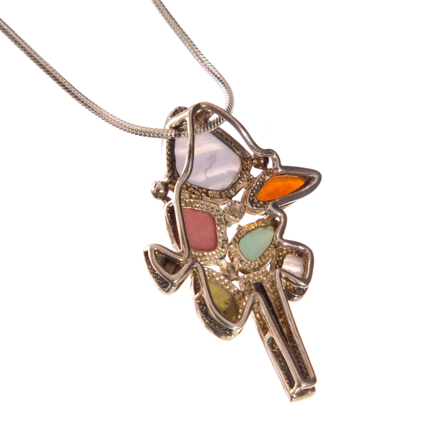 Sterling Silver Pendant with Multi Gemstones