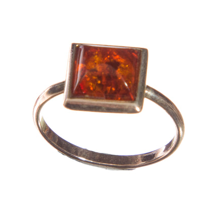 Pretty Square Amber Ring