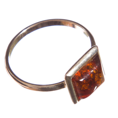 Pretty Square Amber Ring