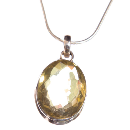 Sterling Silver Pendant with Faceted Citrine
