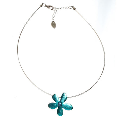 Watch this Space Small Flower Pendant, Flower Extravaganza Collection, Teal