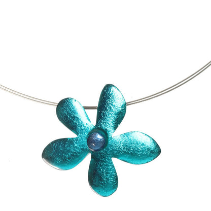 Watch this Space Small Flower Pendant, Flower Extravaganza Collection, Teal