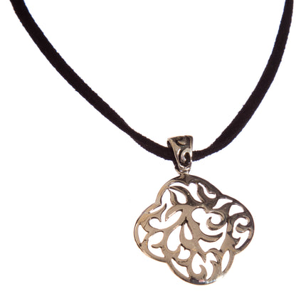 Sterling Silver Necklace on a Rectangular section Cord
