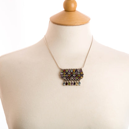 Silver Pendant adorned with semi precious stones.