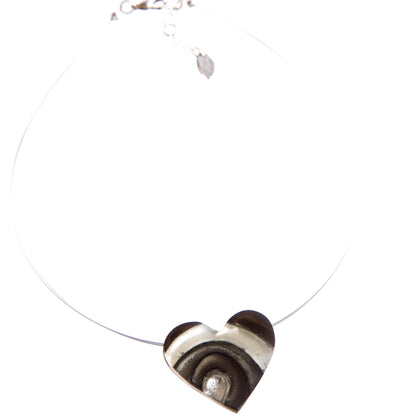 Watch this Space Necklace, Curved Hearts Collection, Black/Silver