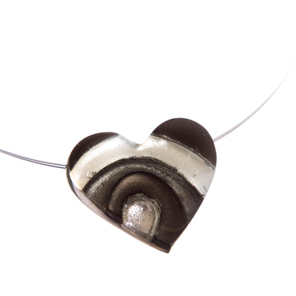 Watch this Space Necklace, Curved Hearts Collection, Black/Silver