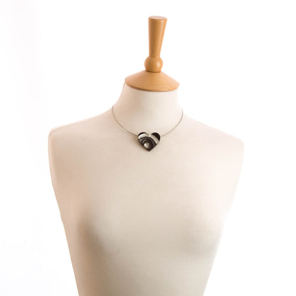 Watch this Space Necklace, Curved Hearts Collection, Black/Silver