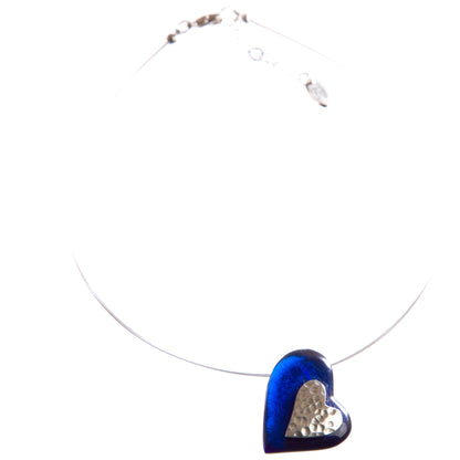 Watch this Space Necklace, Heart on Heart Collection, Blue/Silver