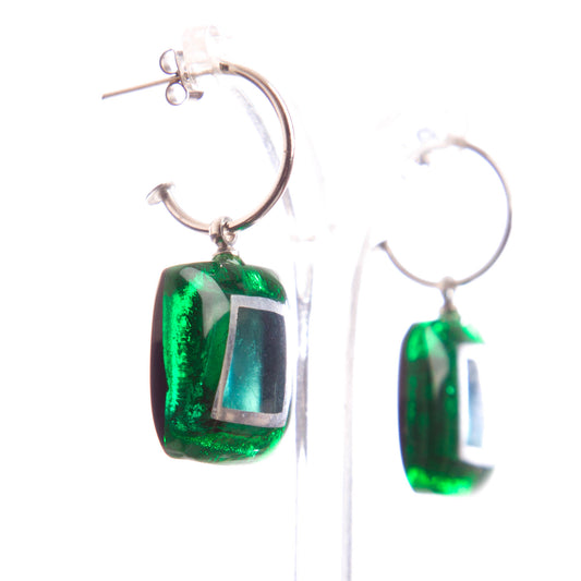 Watch this Space Earrings from the Irregular Squares Collection, Emerald