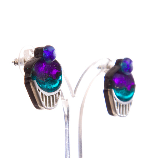 Watch this Space Earrings from the Cupcake Collection, Peacock/Silver