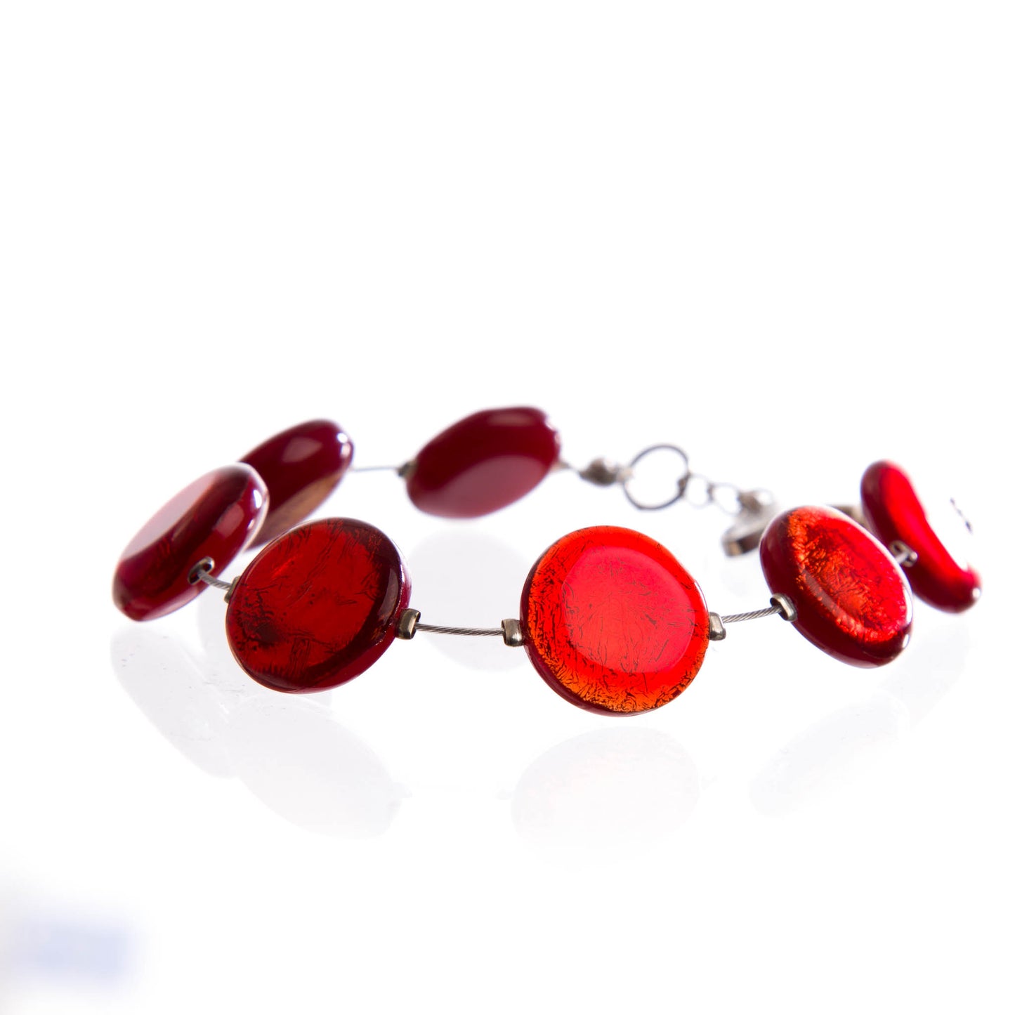 Watch this Space Bracelet from the Buttons Collection, Red/Silver