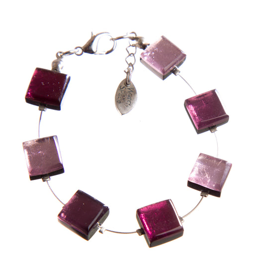 Watch this Space Bracelet, Square Buttons Collection, Pink/Silver