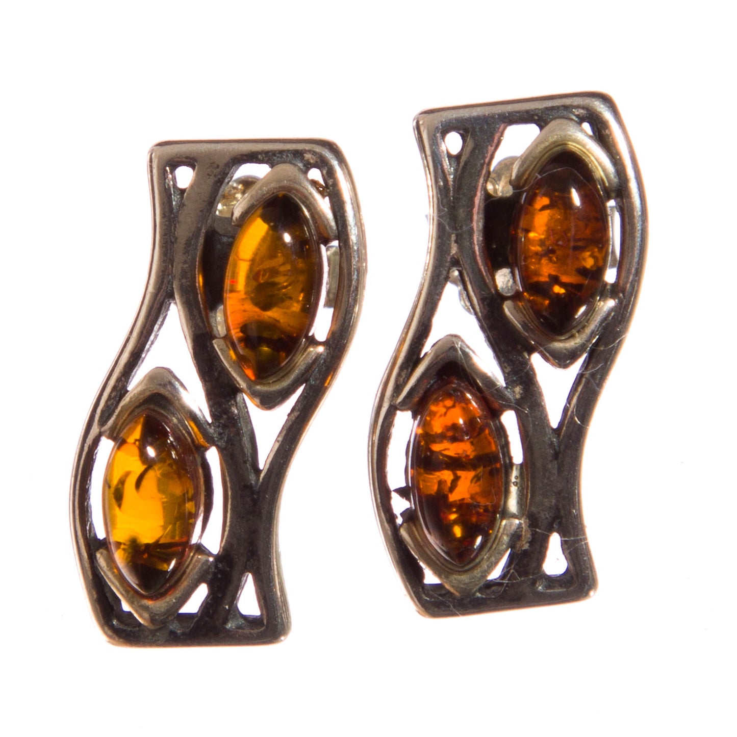 Amber set in Sterling Silver Earrings