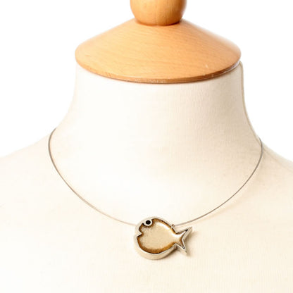 Watch this Space Larger Pendant Necklace from the Bubble Fish Collection, Gold