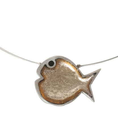 Watch this Space Larger Pendant Necklace from the Bubble Fish Collection, Gold
