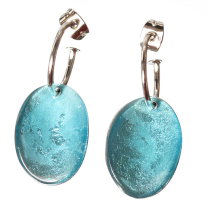 Watch this Space Stud Earrings from the Curved Oval Collection, Aqua/Silver