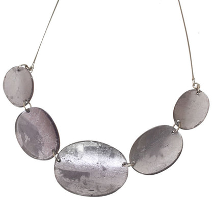 Watch this Space Pendant Necklace from the Curved Oval Collection, Lilac/Silver