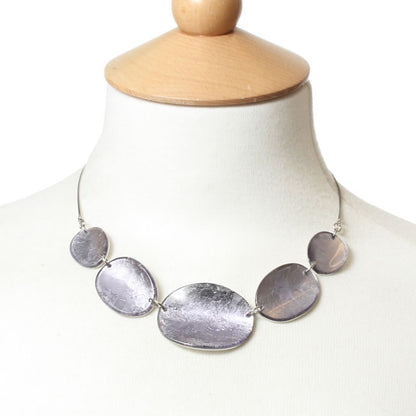 Watch this Space Pendant Necklace from the Curved Oval Collection, Lilac/Silver