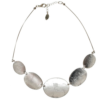 Watch this Space Pendant Necklace from the Curved Oval Collection, Silver/Silver