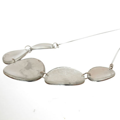 Watch this Space Pendant Necklace from the Curved Oval Collection, Silver/Silver