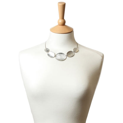 Watch this Space Pendant Necklace from the Curved Oval Collection, Silver/Silver