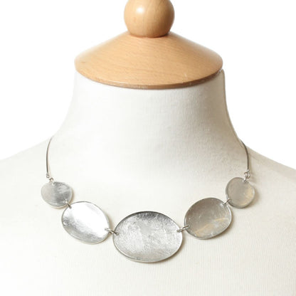 Watch this Space Pendant Necklace from the Curved Oval Collection, Silver/Silver