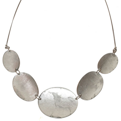 Watch this Space Pendant Necklace from the Curved Oval Collection, Silver/Silver