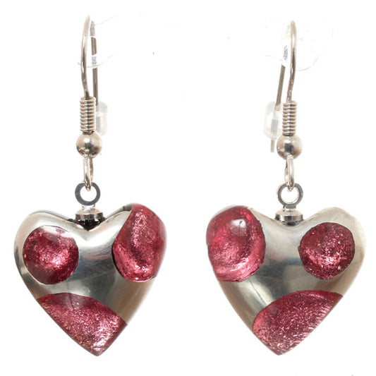 Watch this Space Earrings from the Domed Heart Collection, Rose/Silver.