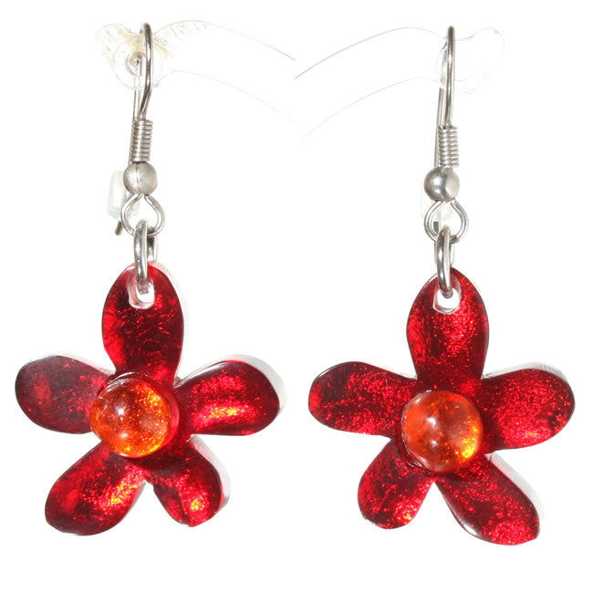 Watch this Space Flower Earrings, Flower Extravaganza Collection, Red/Orange/Silver
