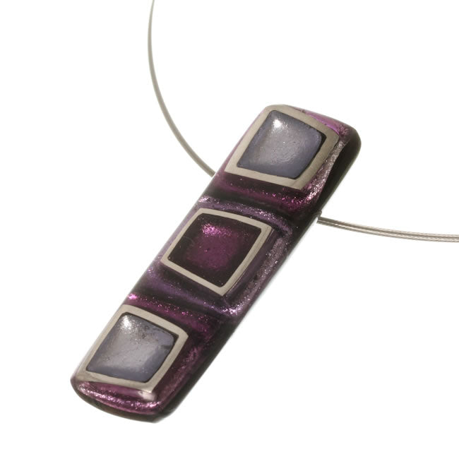 Watch this Space Pendant Necklace from the Irregular Squares Collection, Purple