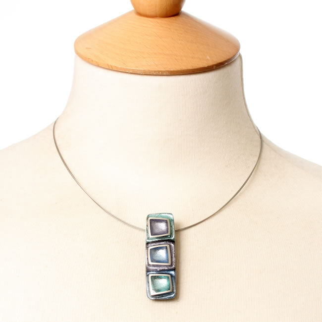 Watch this Space Pendant Necklace from the Irregular Squares Collection, Ocean Mist.