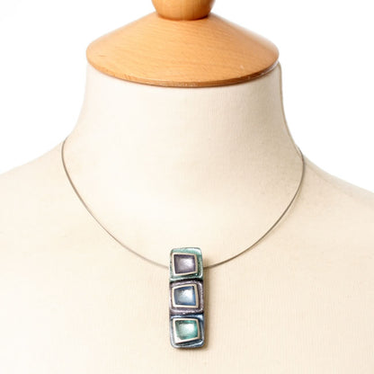 Watch this Space Pendant Necklace from the Irregular Squares Collection, Ocean Mist.