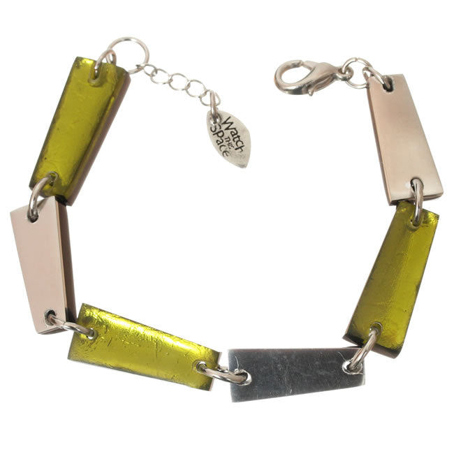 Watch this Space Bracelet from the Pin Stripe Collection, Lime/Silver