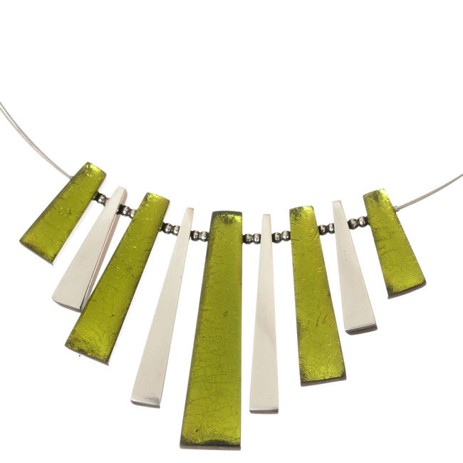 Watch this Space Necklace from the Pin Stripe Collection, Lime/Silver