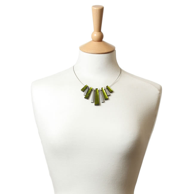 Watch this Space Necklace from the Pin Stripe Collection, Lime/Silver